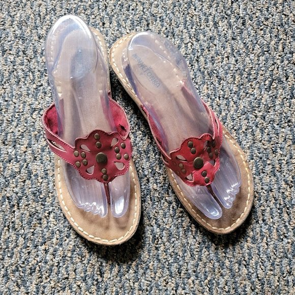 Red Leather Minnetonka Studded Thong Sandals Size 10 - Picture 15 of 15